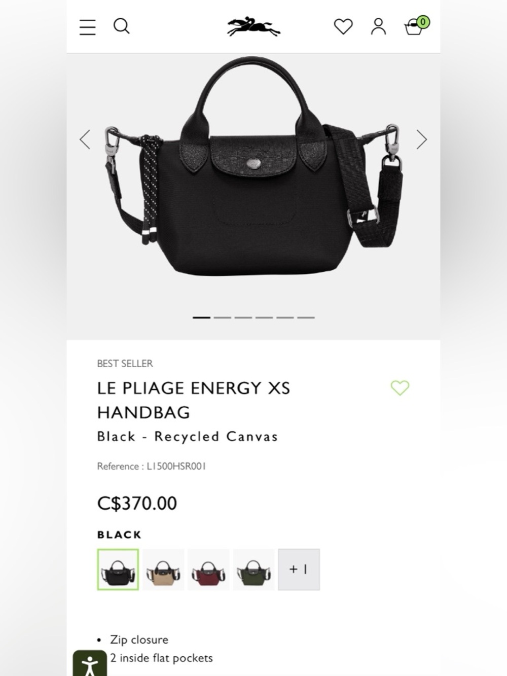 Longchamp Le Pliage Energy XS Handbag - Black